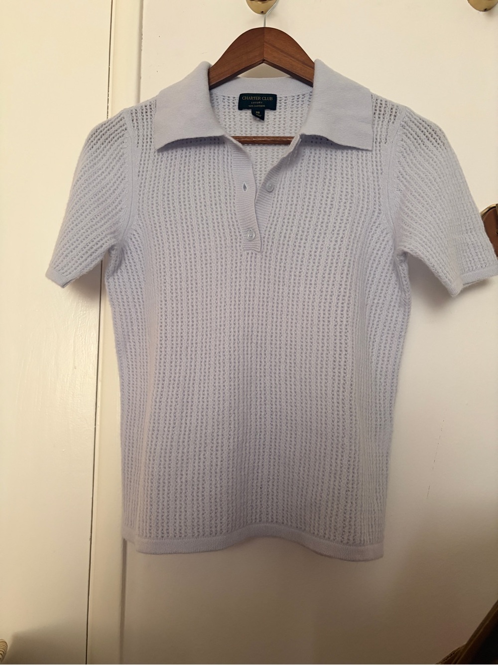 Charter Club Pale Blue Short-Sleeve Knit Polo